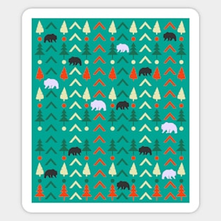 Winter bear pattern in green Sticker